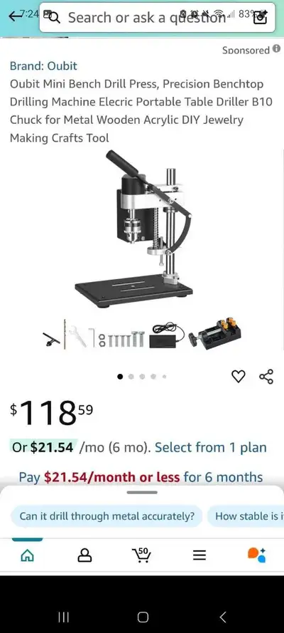This Oubit mini bench drill press is perfect for precision work on wood, metal, acrylic, and DIY jew...