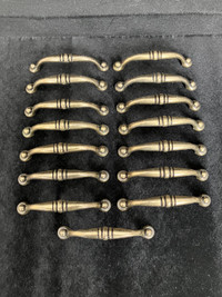 Set of 15 Vintage Brass Pulls, 3.75” hole to hole
