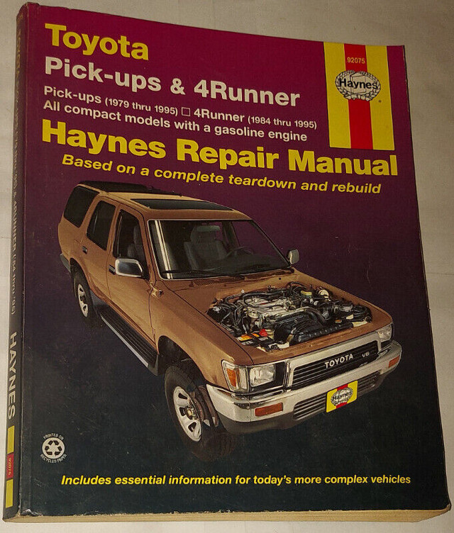 Haynes Toyota Pick Ups 4runner 84-95 Repair Manual in Other in Kingston