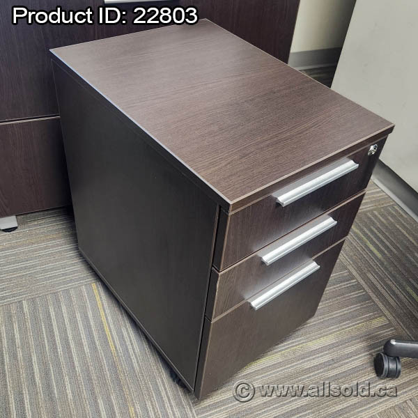 Espresso 3 Drawer Box / Box / File Rolling Pedestal Cabinet in Storage & Organization in Calgary - Image 2
