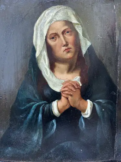 Large 19th Century Wooden Icon, View more