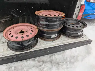 15x6 inch steel rims. 4x108mm bolt pattern off of Ford Fiesta. Will likely need to be sanded and rep...