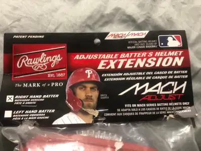 New-Rawlings Mach Adjust Adjustable Batter's Helmet Extension!, View more