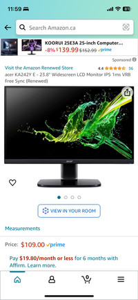 Acer 24” gaming monitor