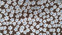 Vintage fitted brown double bedsheet with white and blue flowers