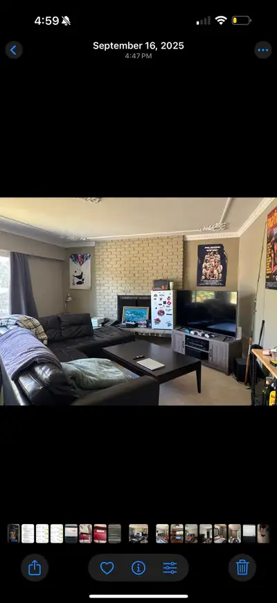 Room in fully furnished upstairs suite. Shared with 2 university student roommates. Available July 1...