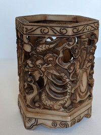 Antique ivory carved tea light holder