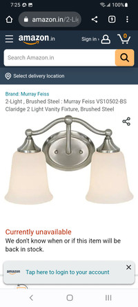 Murray Feiss 2 light fixture.  VS10502BS. Brushed Steel.  New.