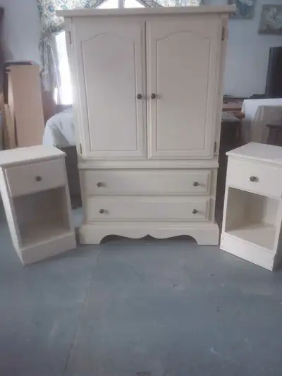 Dresser/Wardrobe with Matching Pair of Night Tables, View more