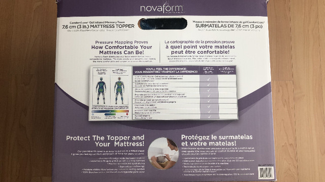 Novaform ComfortLuxe Gel Memory Foam 3-inch Twin Mattress Topper in Beds & Mattresses in City of Toronto - Image 2