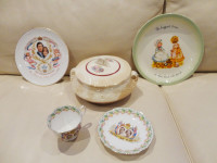 5 Piece Vintage Bone China Royal Family & Misc Plates & Bowls