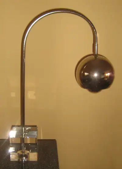 Vintage Mid-Century Modernist Chrome & Lucite Base Eyeball Lamp, View more