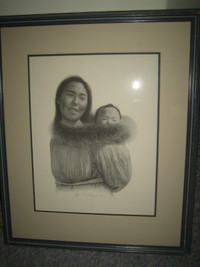 Eskimo  print mother and child Canada  art