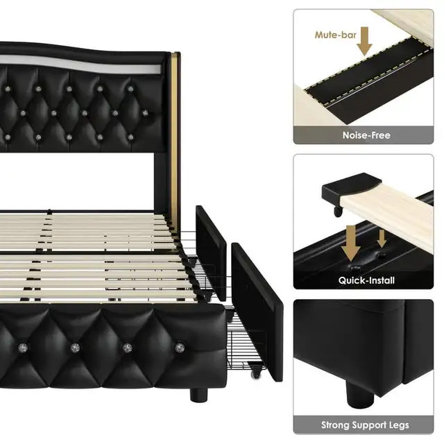 king storage led king bed frame  in Beds & Mattresses in Markham / York Region - Image 8