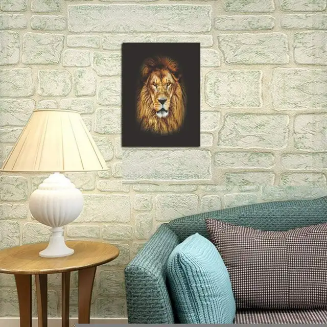 Mighty Lion Animal Painting Print on Canvas Framed Ready to Hang in Arts & Collectibles in City of Toronto - Image 6