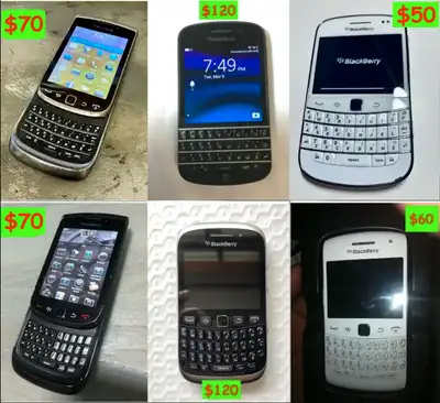 $70⎮ 9800 Torch 《 Bell Virgin Mobile 》 $70⎮ 9810 Torch 《 Rogers Fido Chatr 》 $50⎮ 9900 White Bold 《...