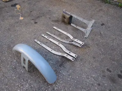 All those parts came off a 1966 Shovel head Front fender - $150 Fender struts - SOLD! Sissy bar - $1...