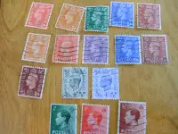 KING GEORGE VI BRITISH STAMPS -16 STAMPS - USED