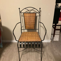 WROUGHT AND RATTAN ACCENT CHAIR