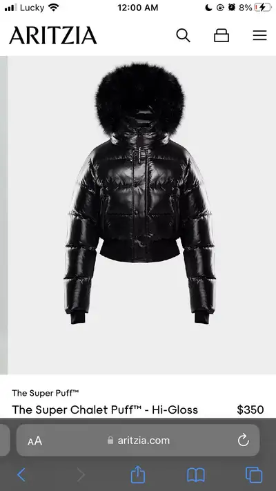 Aritzia Super Chalet Puff Hi Gloss Jacket, Black, Size Small, View more