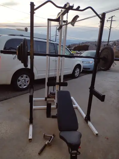 Squat Rack, Weights, Bench..., View more
