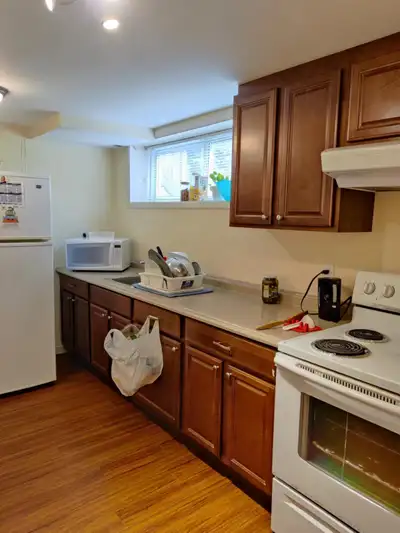 A new renovated and bright Bedroom in a basement apartment with separate entrance in a peaceful neig...