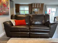 La Z Boy (Genuine) Dark Brown Leather Couch and 2 Oversized Chai