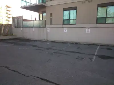 Outdoor street level, easy access parking spot for rent. 5 min walk to Sheppard West subway station....