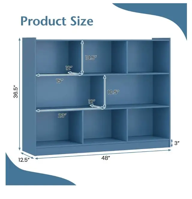  8 Cube 3-Tier Open Wooden Bookshelf & Toy Storage Organizer in Arts & Collectibles in City of Toronto - Image 4