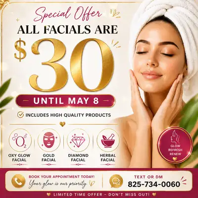 All facial for $30 Limited time offer !
