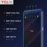 TCL 10L 64Gb 6Gb RAM Quad Camera, Android 11, Blue, 4000mAh $299