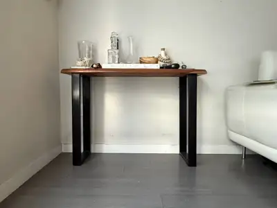 Custom Live Edge Solid Table – Industrial Steel Legs, View more