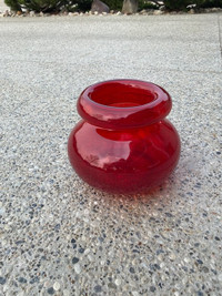 Red Glass Vase 9.5" Height x 11 Width