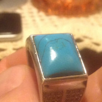 Old 925 Sterling Silver Turquoise Size 9 MENS RING