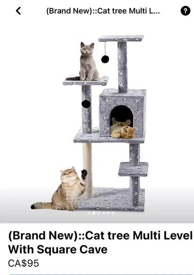 (Brand New)::Cat tree Multi Level With Square Cave, View more