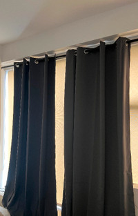 Curtain rod x2 and blackout curtains.