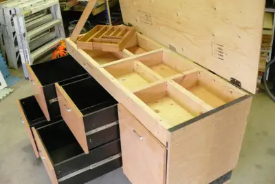 GARAGE SHOP WORK BENCH CABINET ON WHEELS, View more