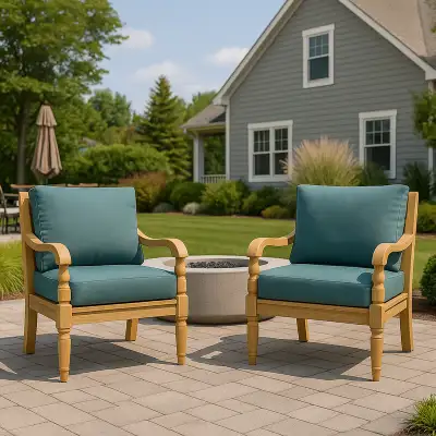 BRAND NEW: 2-Piece Teak Outdoor Lounge Chair Set, View more