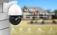 OUTDOOR SECURITY CAMERA DOME PTZ POE IP WITH 18X OPTICAL ZOOM