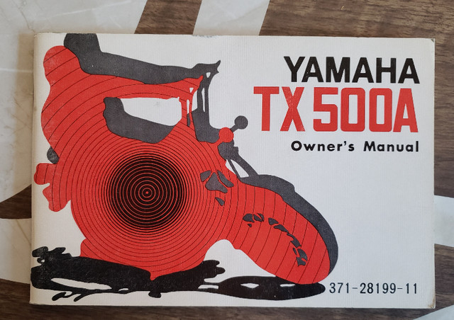 Yamaha TX500A Owner's Manual, 1973 edition English, 371-28199-11 in Motorcycle Parts & Accessories in Winnipeg