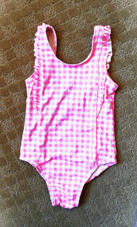 Gap One Piece Plaid Swimsuit Size 4, Pink & White