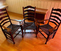 Ladderback armchairs with rush seats 