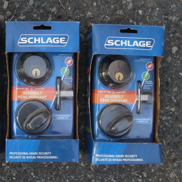 Schlage Professional Deadbolts Dark Bronze Brand New in Boxes in Windows, Doors & Trim in Sudbury - Image 2