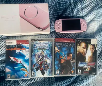 PSP 3000 pink with box and charger Wipeout Pure BlazBlue Syphon Filter Smack down vs Raw Price Negot...