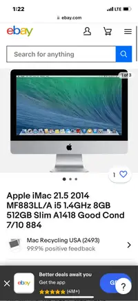 2014 21.5 Inch Mac Desktop