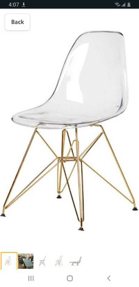 new Eiffel Tower Transparent Chair Gold Acrylic dining clear