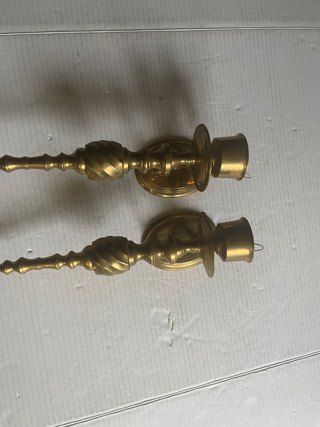 Brass Wall Candle Holders - set of 2 in Other in Mississauga / Peel Region - Image 2