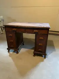 Antique Wooden Desk and Chair