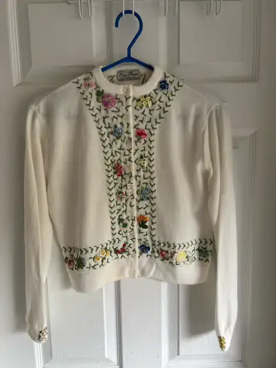 Vintage 1950’s child’s embroidered sweater by Flora Ottimer , View more