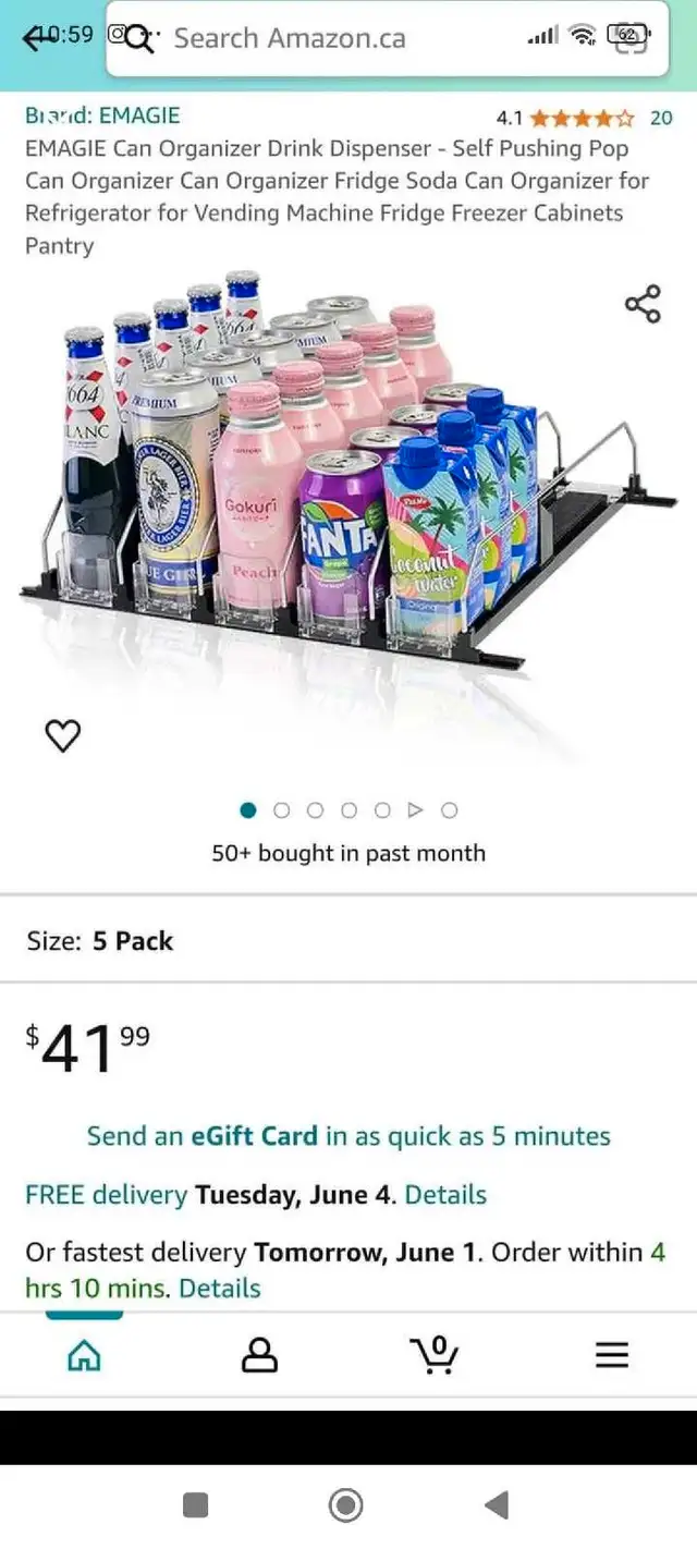 EMAGIE Can Organizer Drink Dispenser - Self Pushing Pop Can Orga63611958875651120
